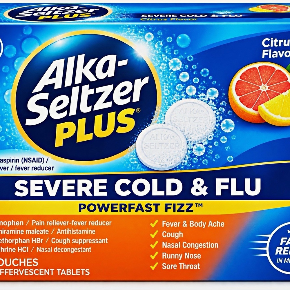 Alka-Seltzer Plus Severe Cold & Flu PowerFast Fizz Citrus 20 Pouches (40)